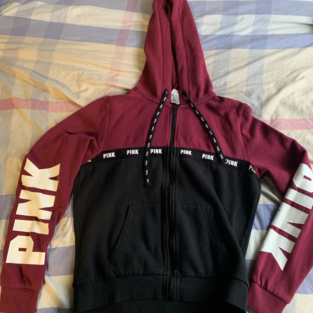 Pink zip up sweater
